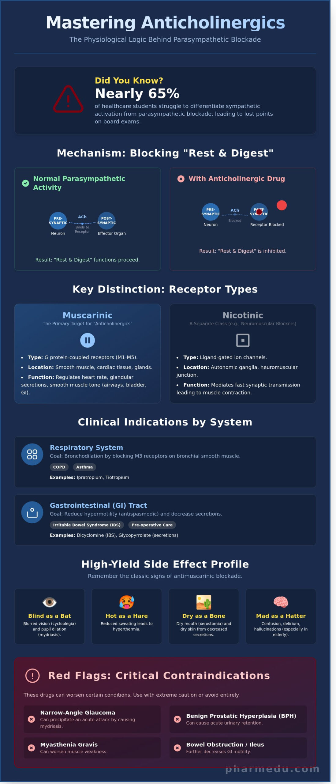 Anticholinergic Drugs: A High-Yield Guide to Mechanism, Uses, and Side Effects